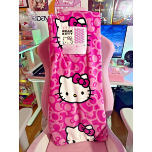 Hello Kitty Throw Blanket Pink White Black 50x70 Bows Face Polyester 2025 Sanrio